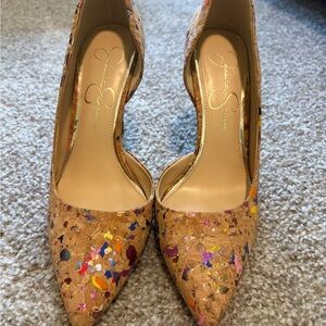 Jessica Simpson Multicolor Cork Women's Heels (Size 8)